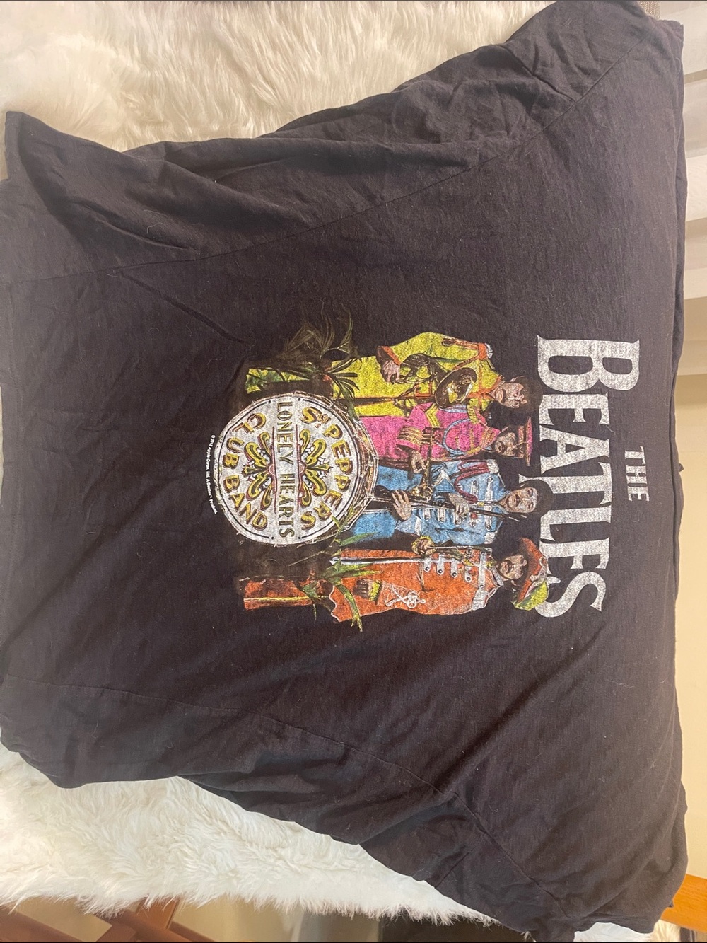 The Beatles Black Adult Tee with Multicolor Sgt. Pepper Print